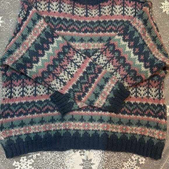 Accordeon Vintage Country Sampler Mohair blend Cardigan Sweater Lg Pastel - Picture 8 of 8